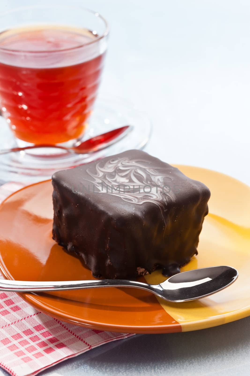 food series: sweet dark chocolate cake and tea