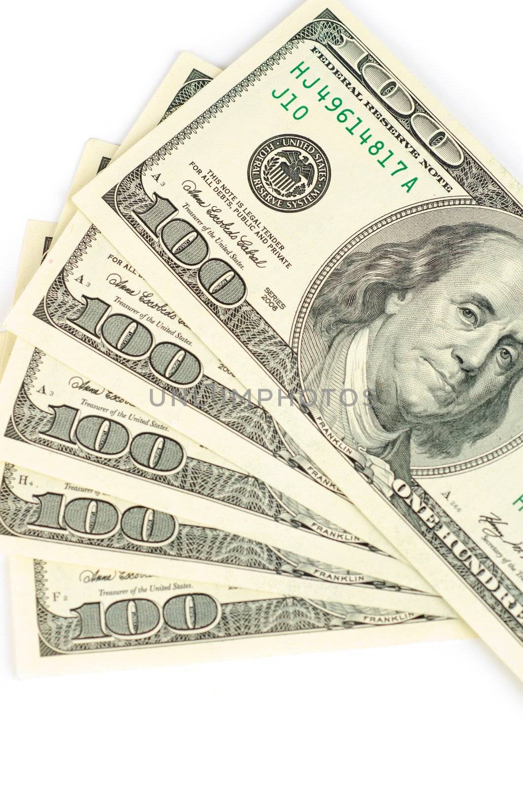 Close up view of pack dollar banknotes