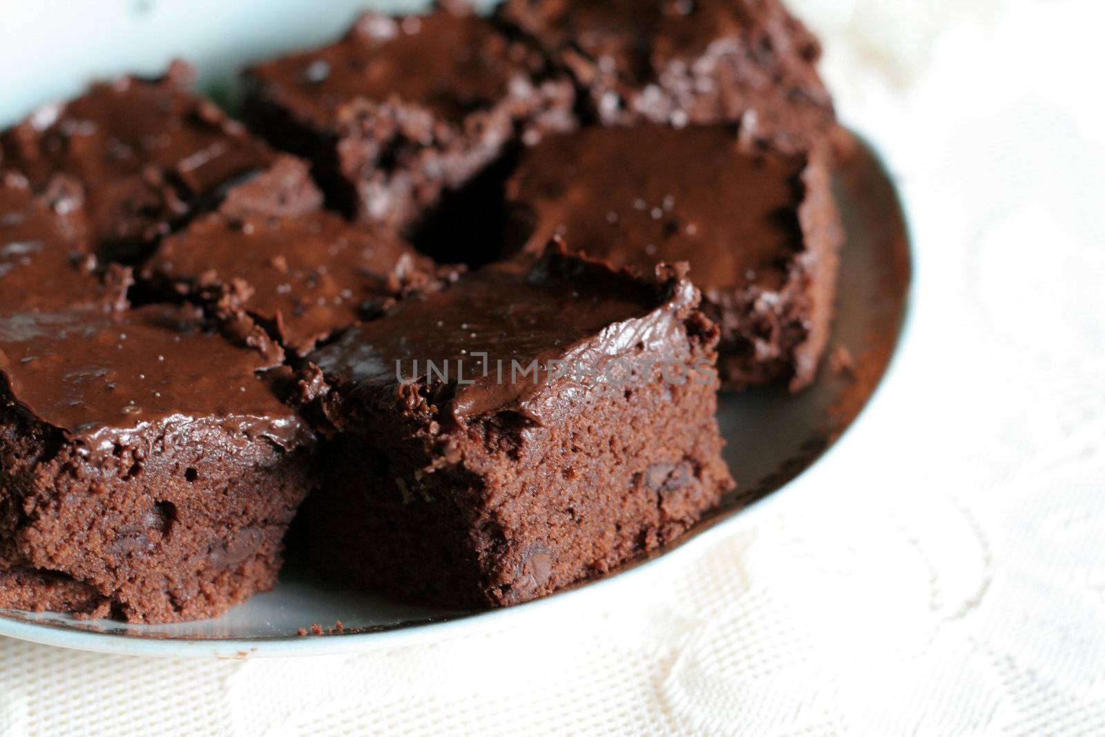 Delicious chocolate brownies.