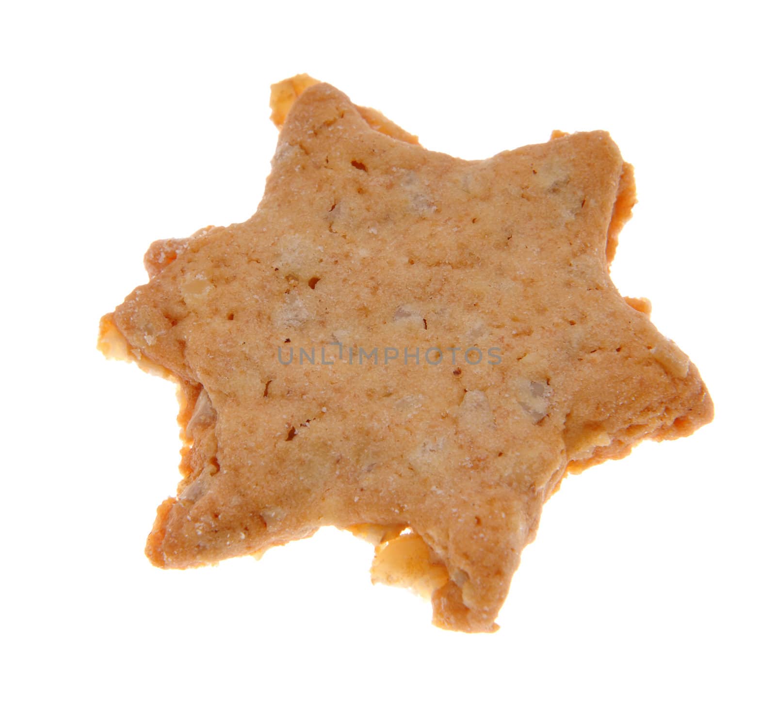 Cake, cookie star shape, isolated with clipping path on white background