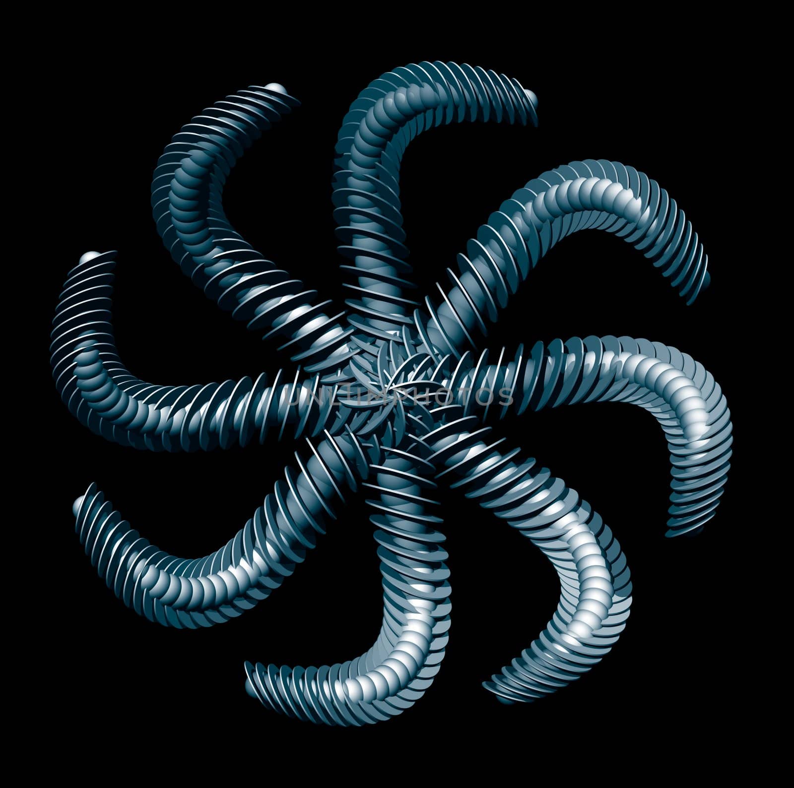 abstract futuristic form on black background - 3d illustration