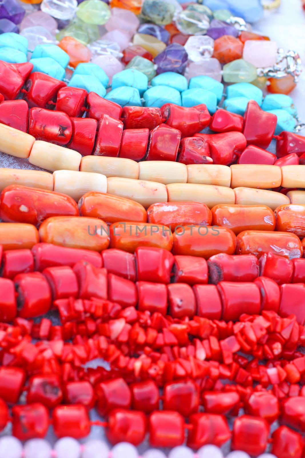 Close up of the different coral beads