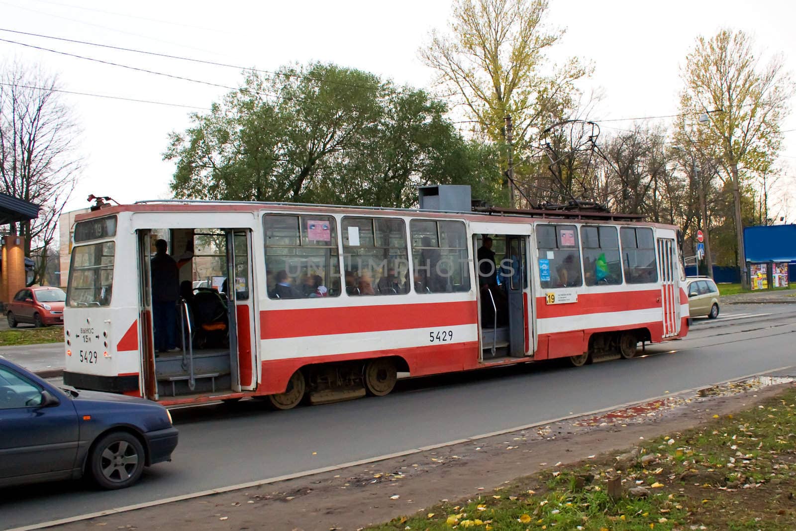 city classic tramway on the road