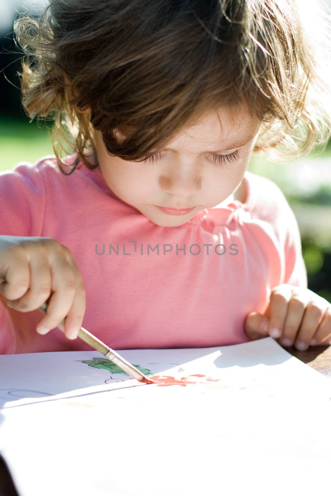 drawing little girl with brush