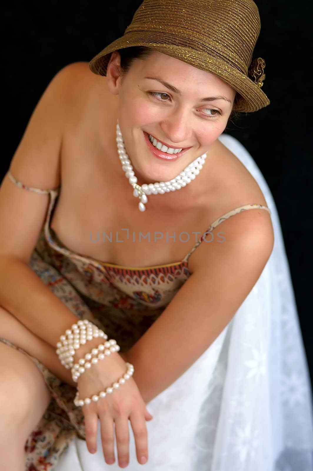 smiling retro style female background