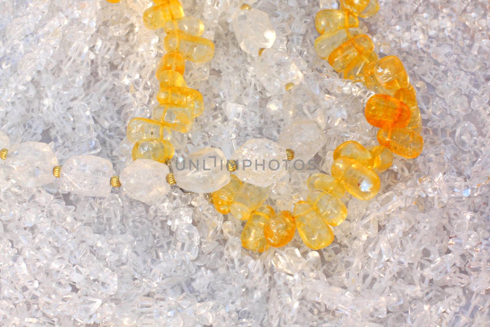 Close up of the citrine and crystal rock beads