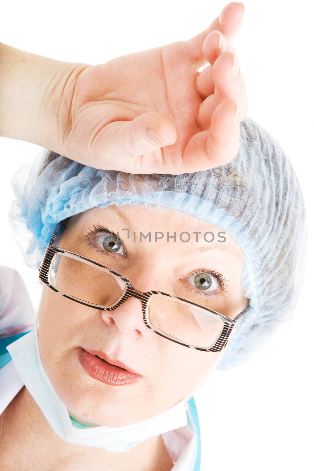 doctor or surgeon looking with puzzle