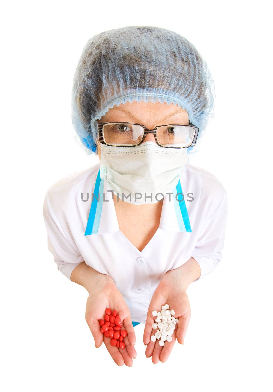 doctor with medicines in hands