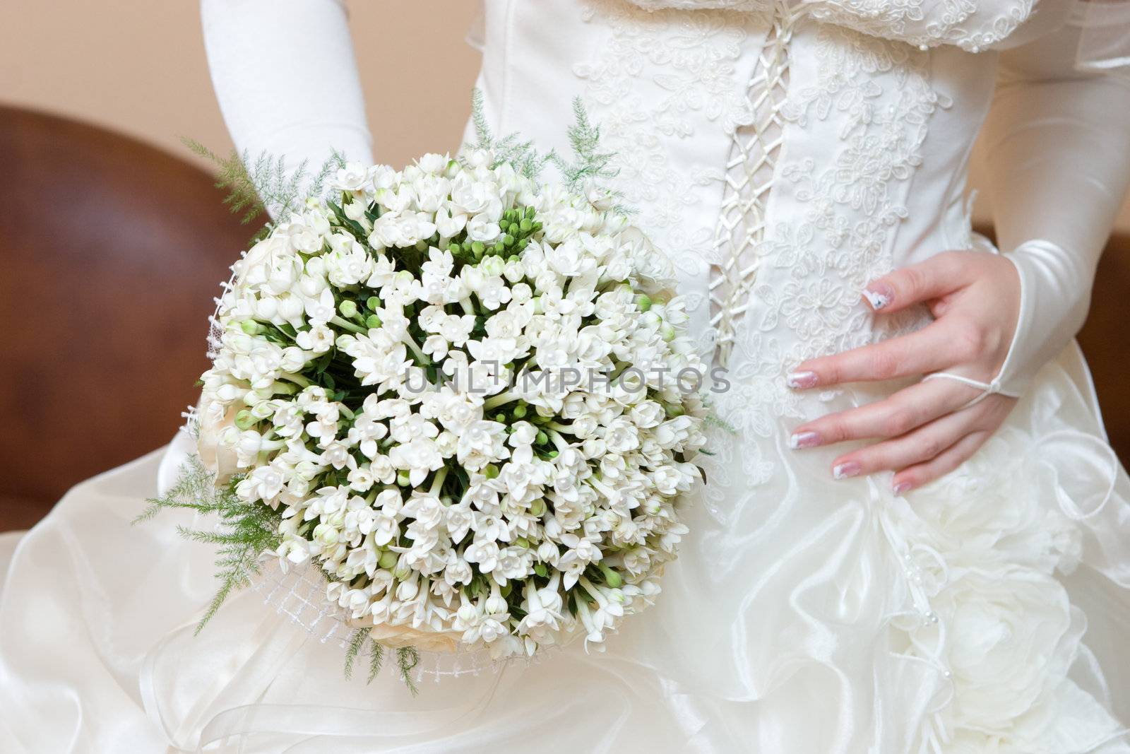 dress and snowdrop flower bouquet by vsurkov