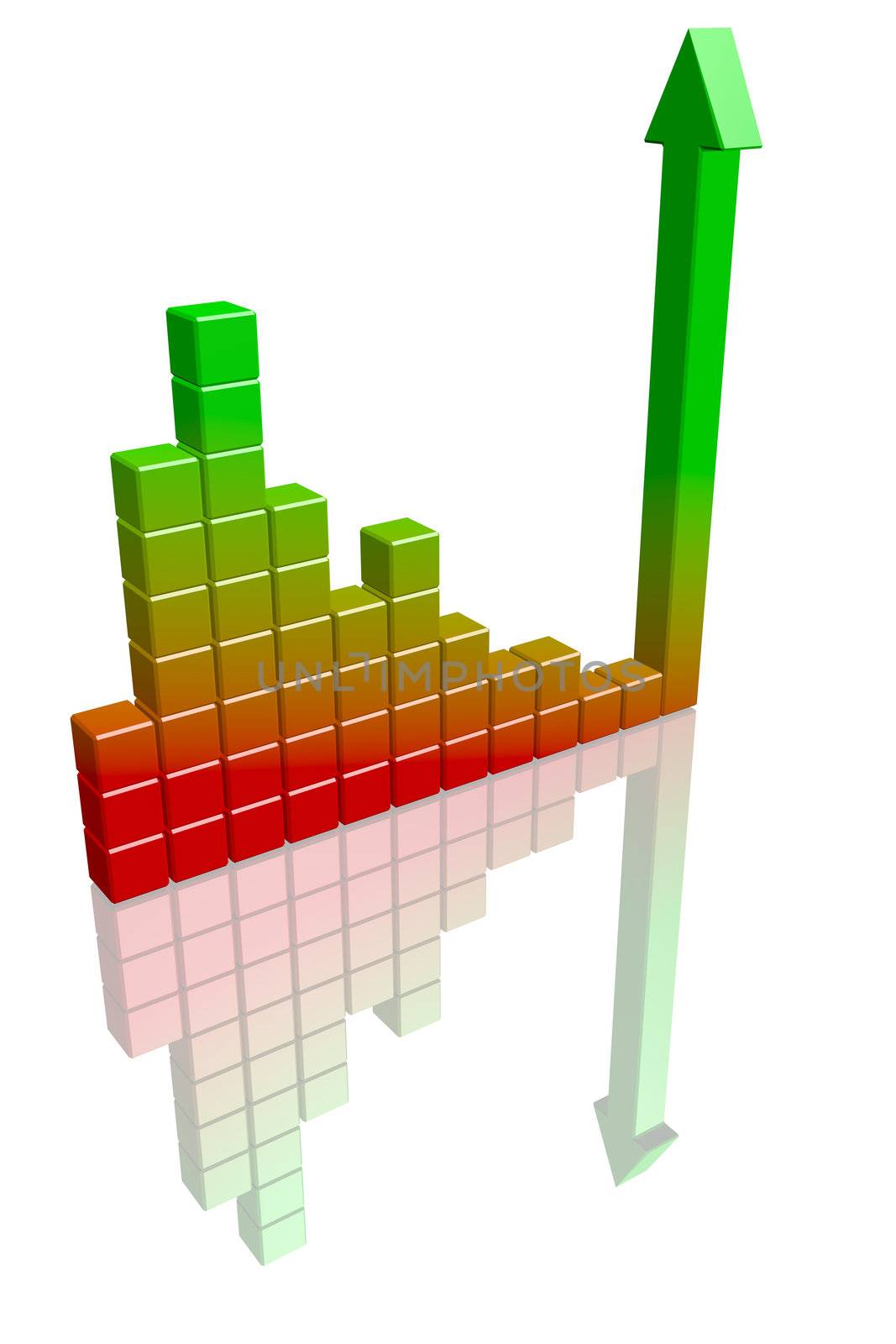 Business bar graph. High quality 3d render.