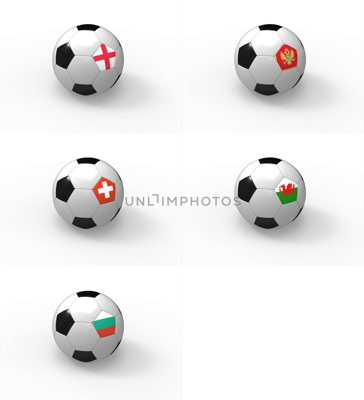 Euro 2012, soccer ball with flag - Group G - England, Montenegro, Switzerland, Wales, Bulgaria