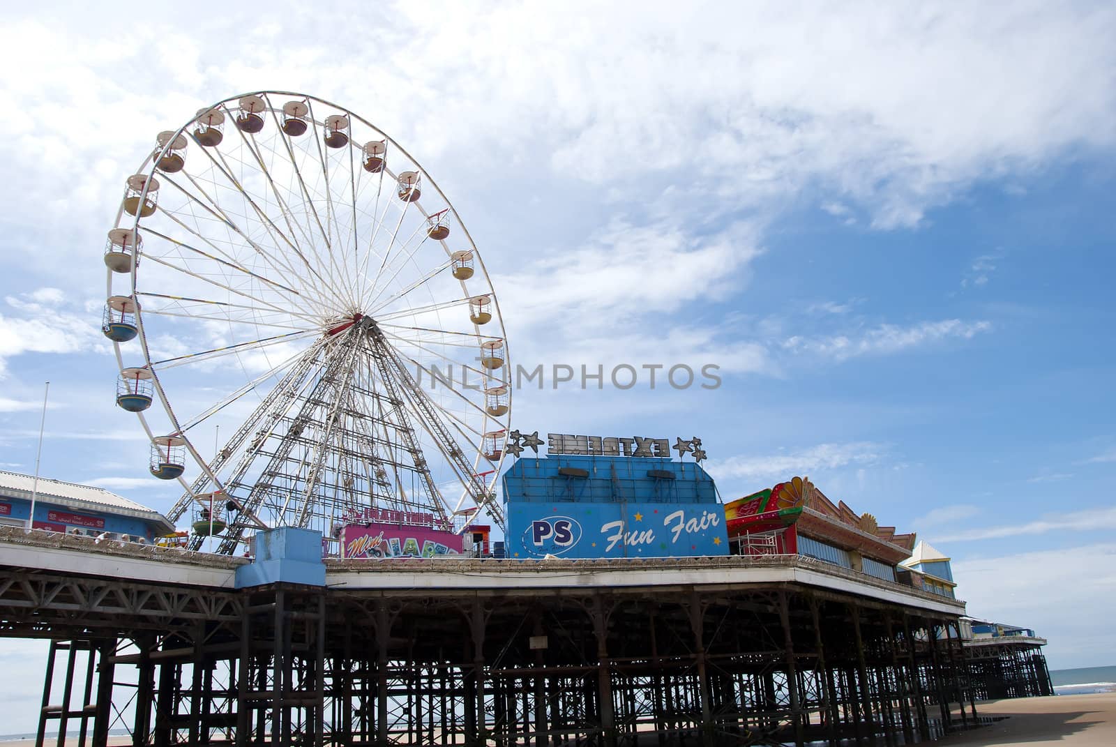 Ferris Wheel on Central Pier Blackpool under a summer sky