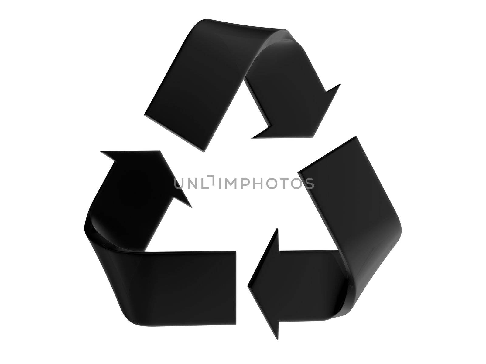 Big black recycle's sign on a white background