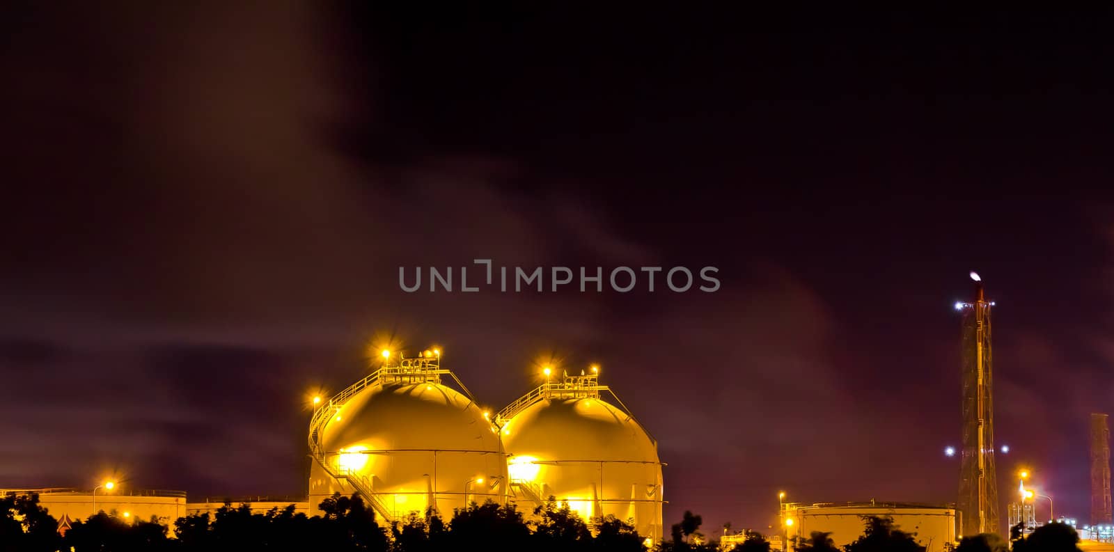 Factory at night.