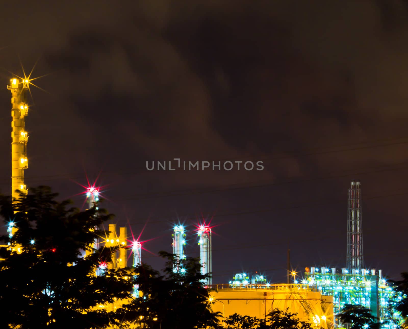 Factory at night.