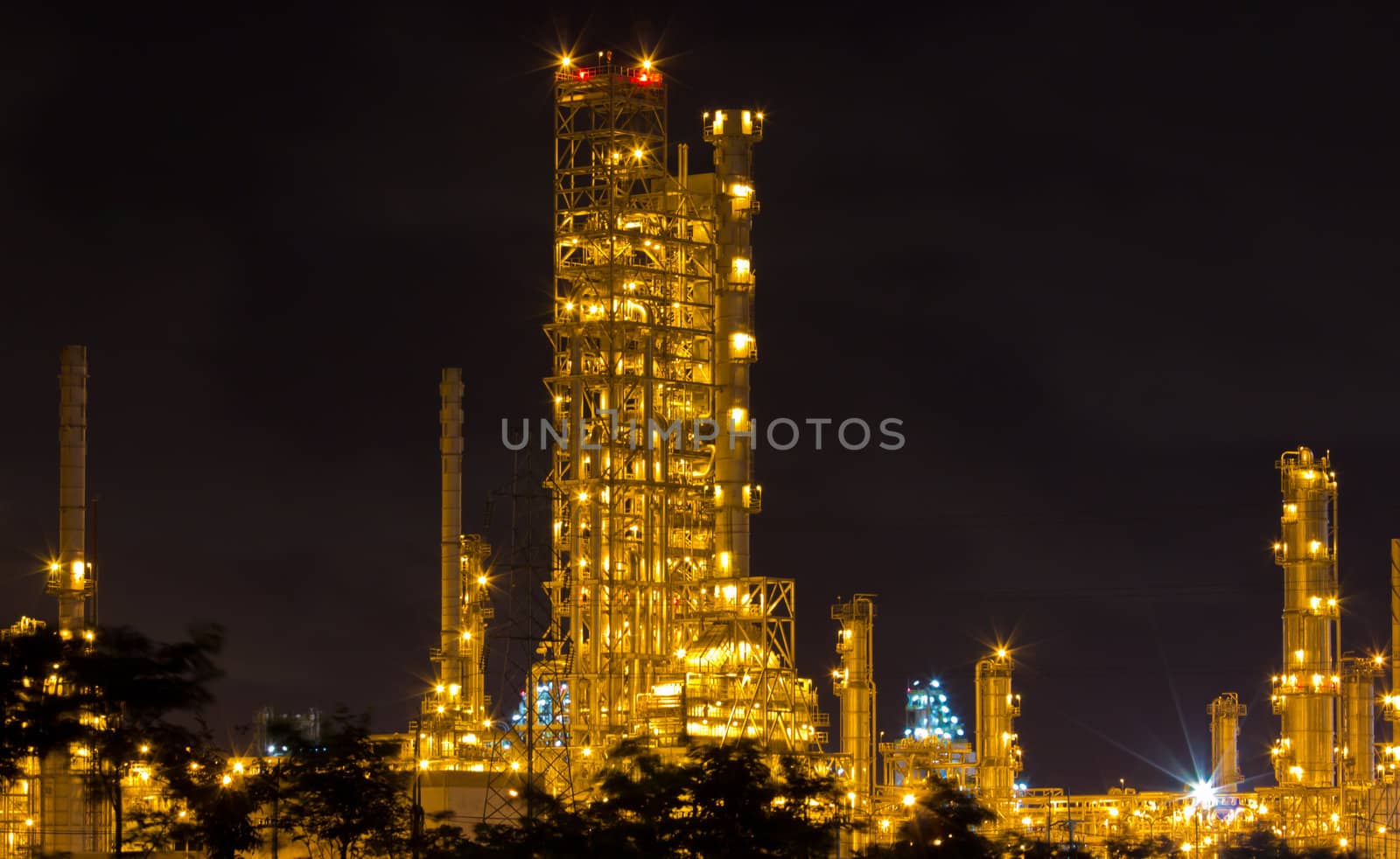 Factory at night.