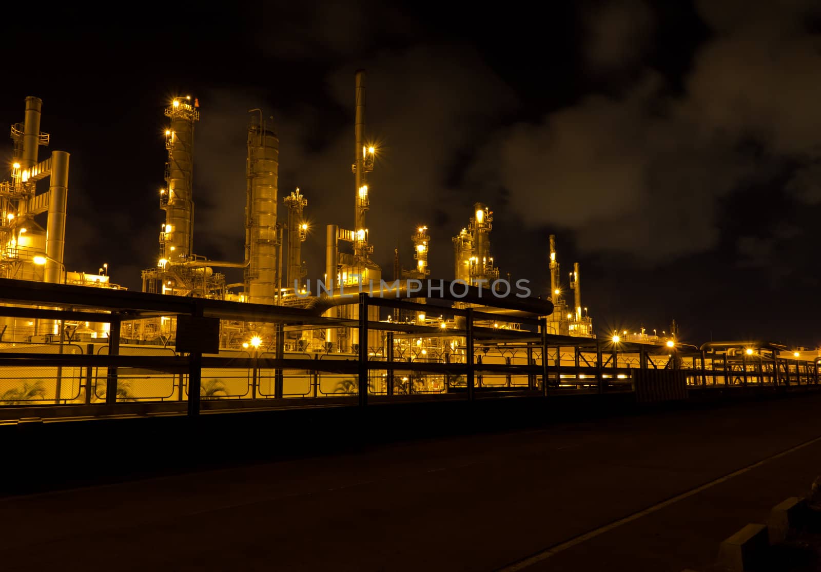 Factory at night.