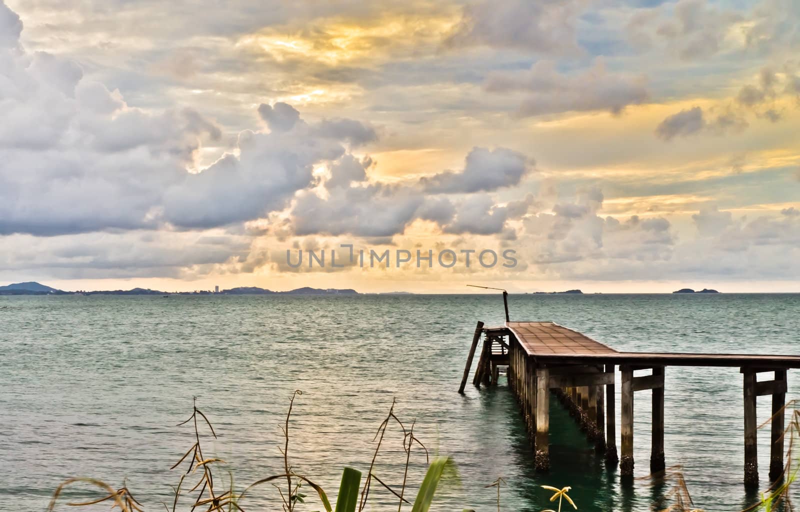 The bridge stretches out to sea in Thailand. by Na8011seeiN