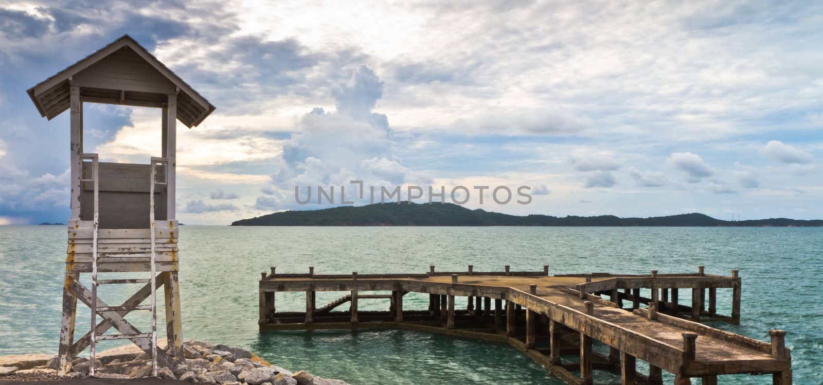 The bridge stretches out to sea in Thailand. by Na8011seeiN