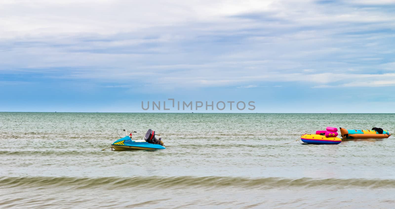 A small motorboat in the sea of ​​Thailand.