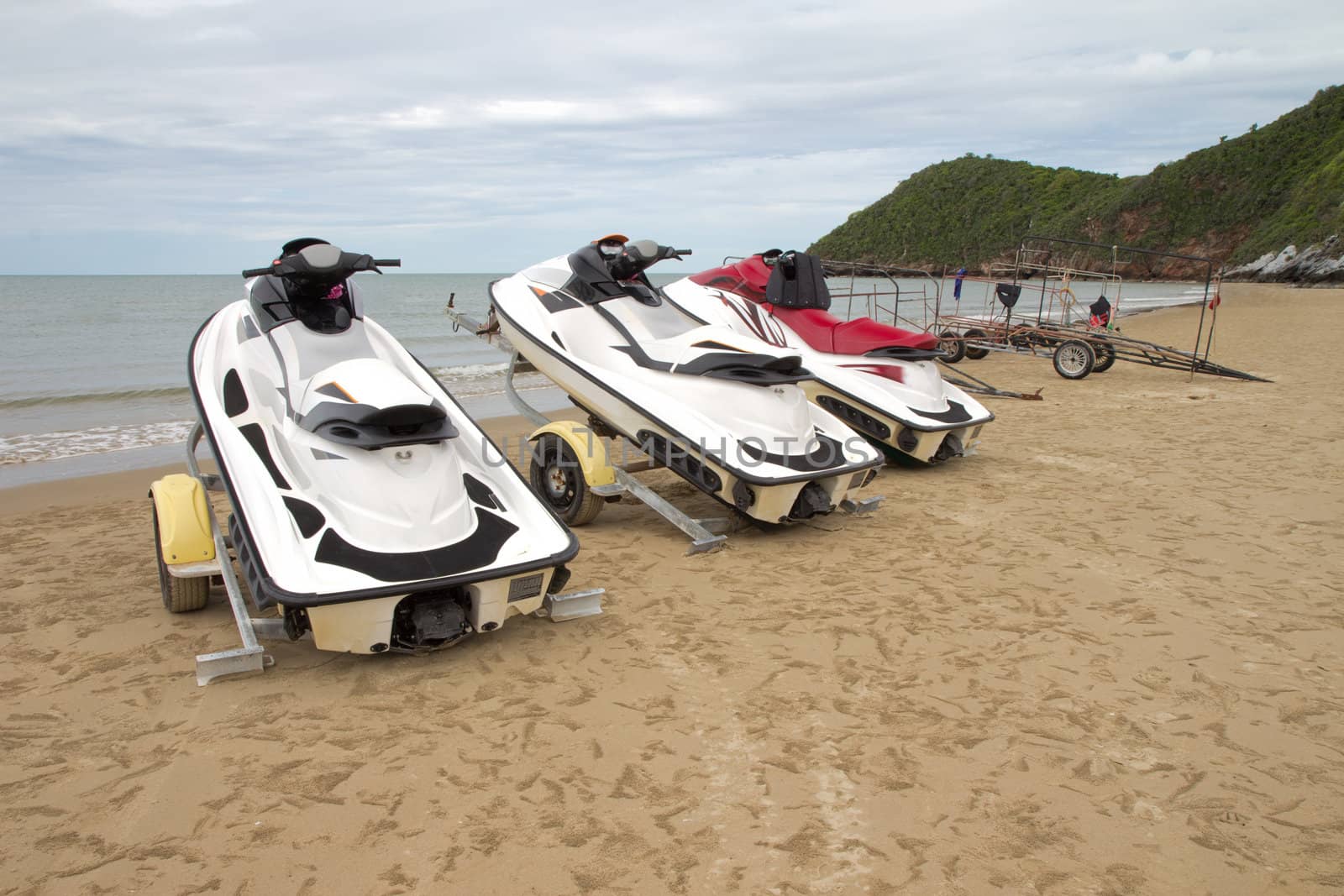 Small motorboat on the beach in Thailand by Na8011seeiN