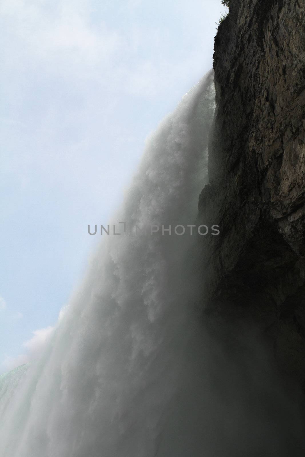 The perspective behind Horseshoe Falls of Niagara Falls, Canada.  