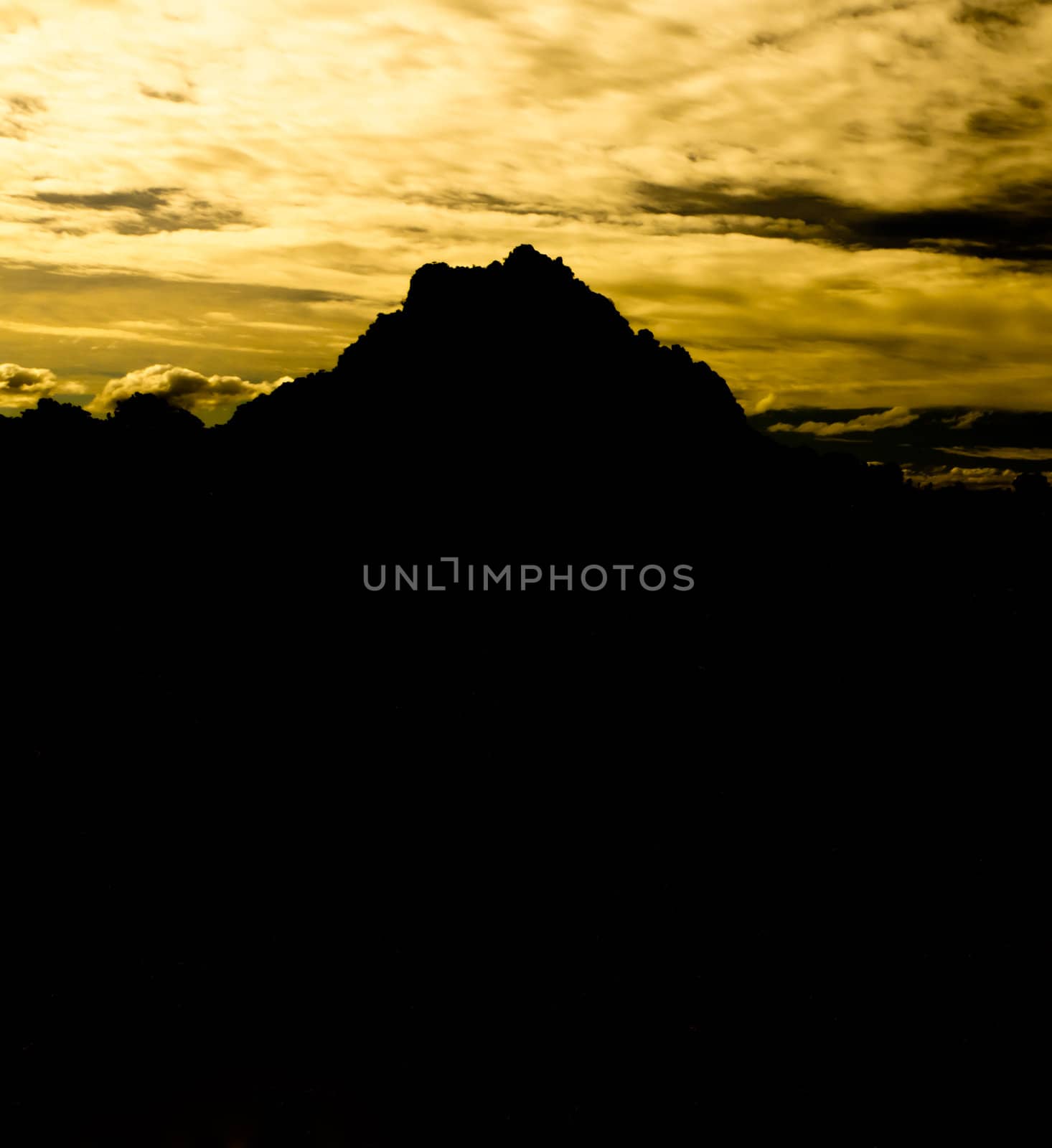 Mountains, dark and mysterious.