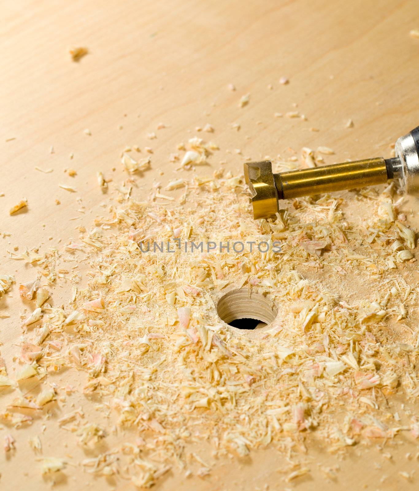 Woodwork tools working on piece of plywood by steheap