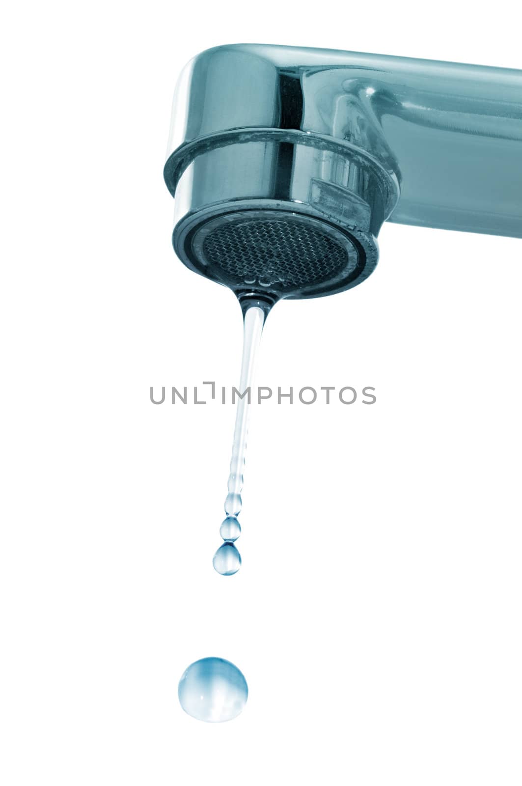 drops and faucet isolated on a white