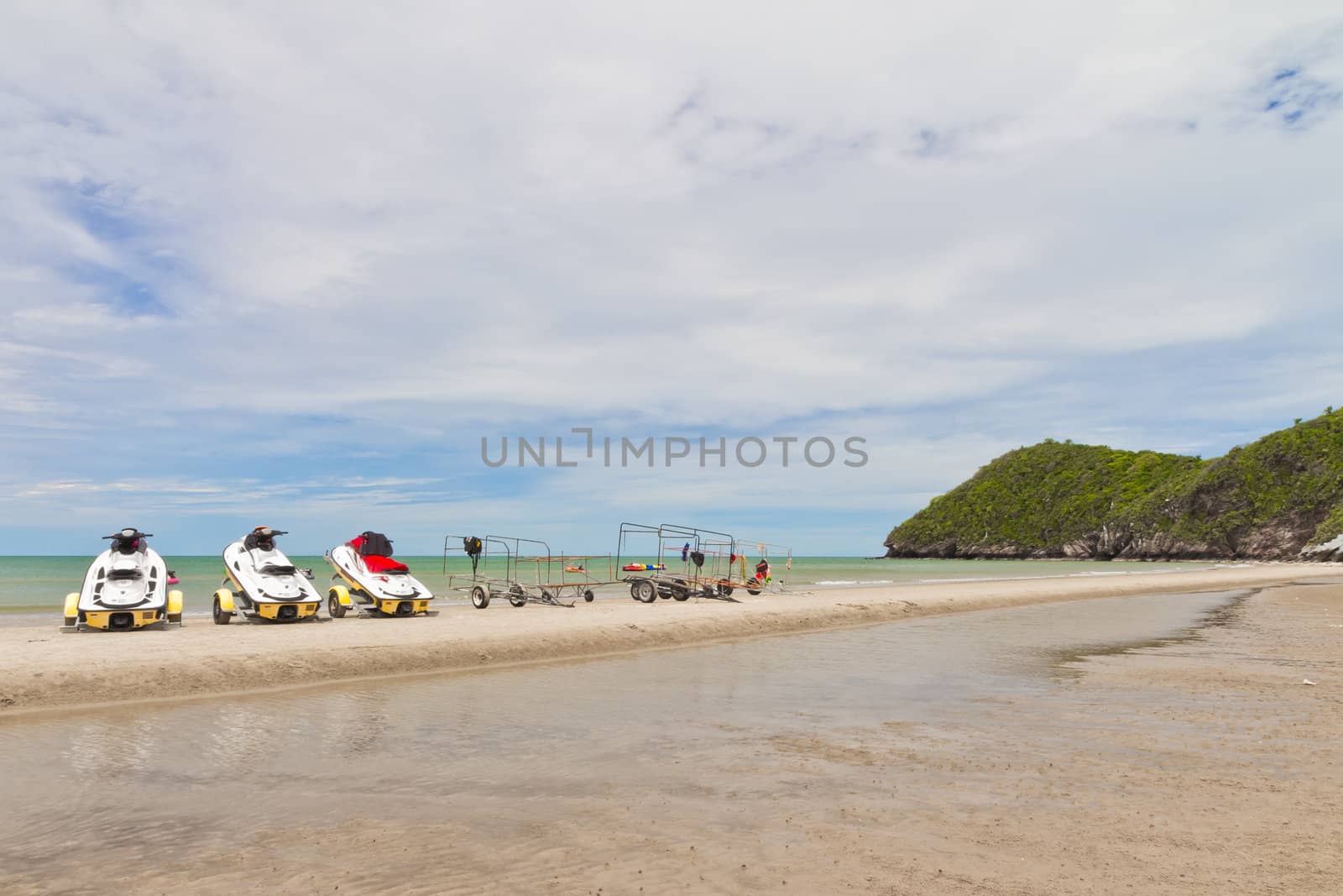 Small motorboat on the beach in Thailand by Na8011seeiN