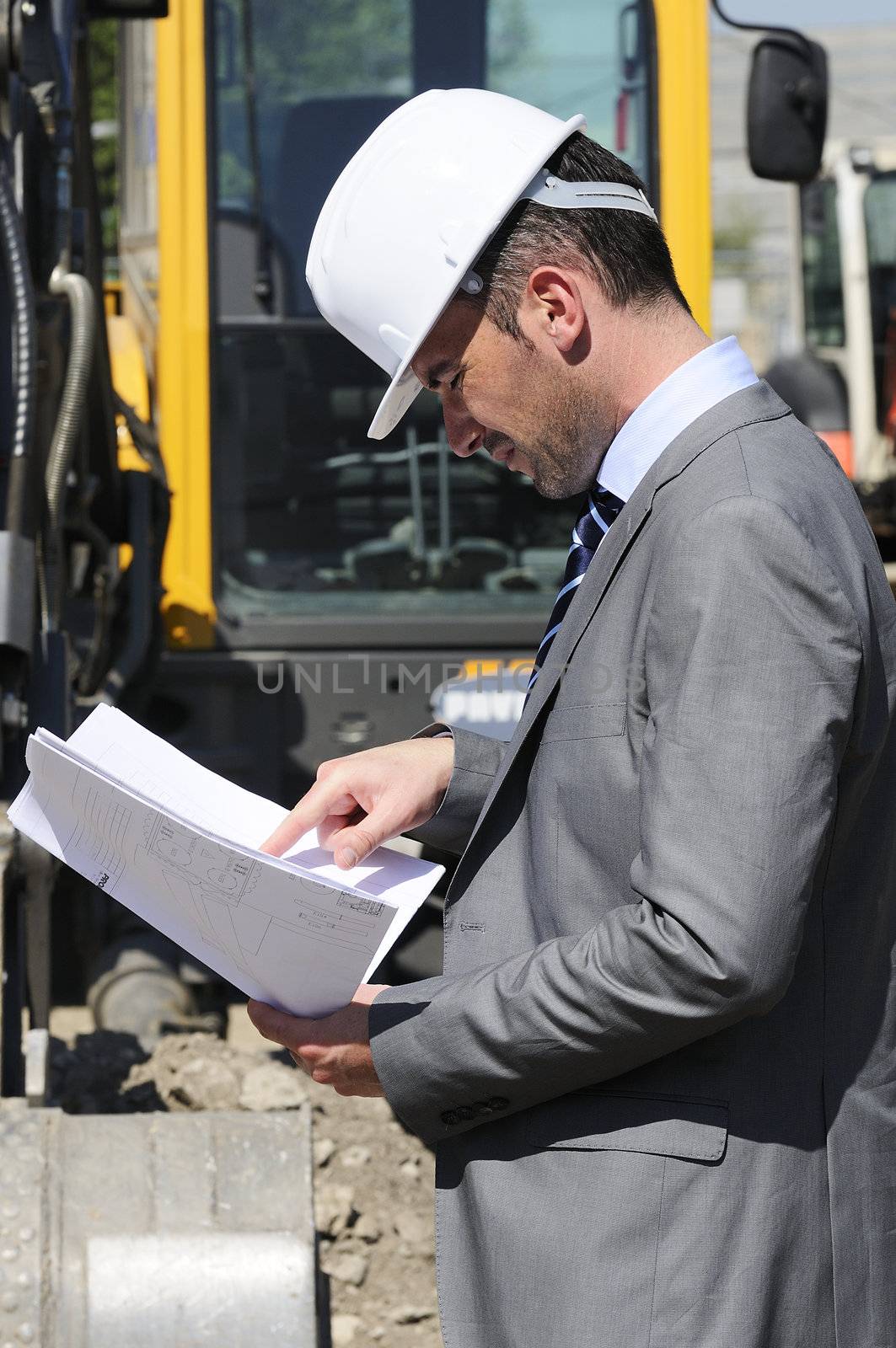 man wearing a helmet, manager, architect