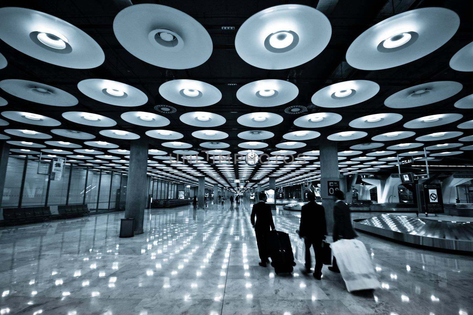 Futuristic design of the arrival hall of the Barajas airport - Madrid, Spain