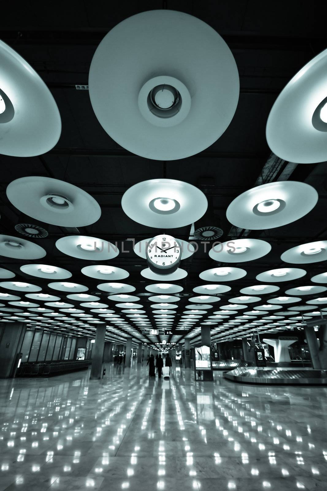 Futuristic design of the arrival hall of the Barajas airport - Madrid, Spain