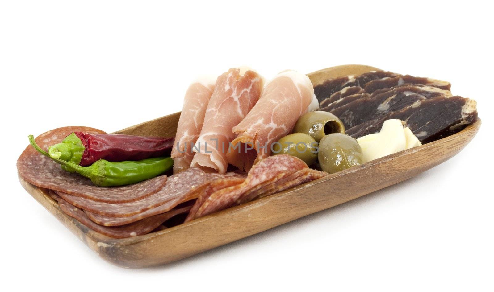 Tapas plate with assorted meats