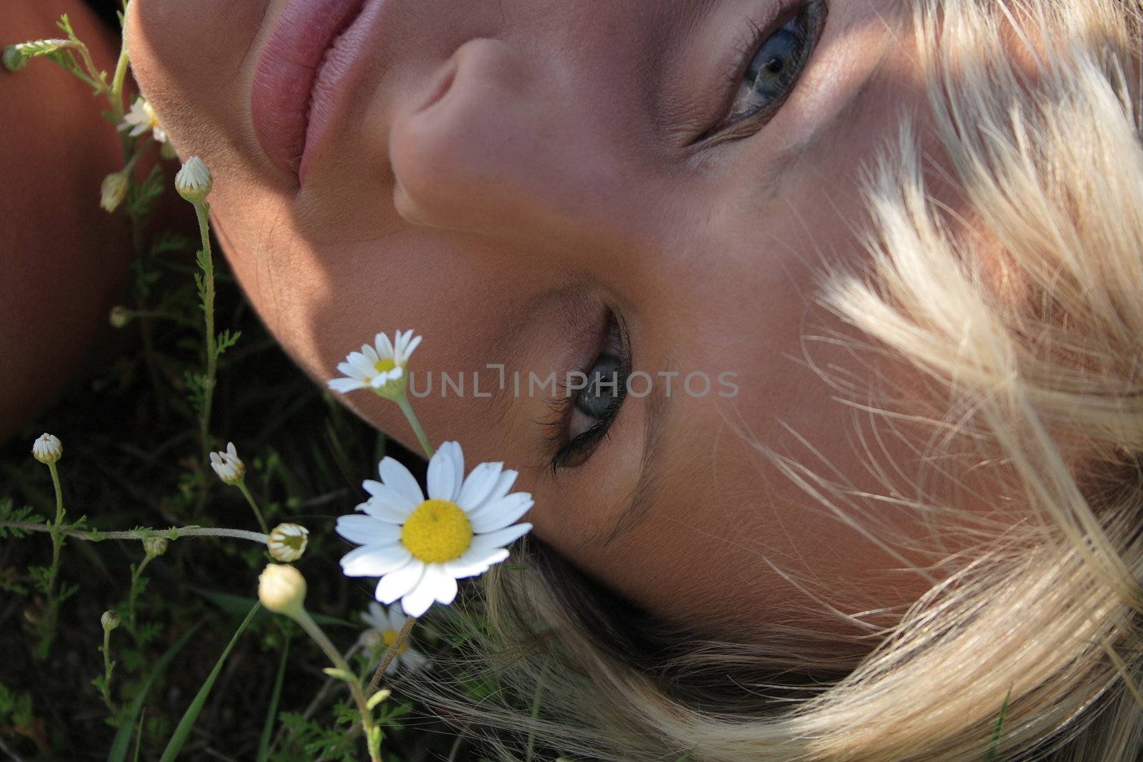 Young and beauty girl on grass