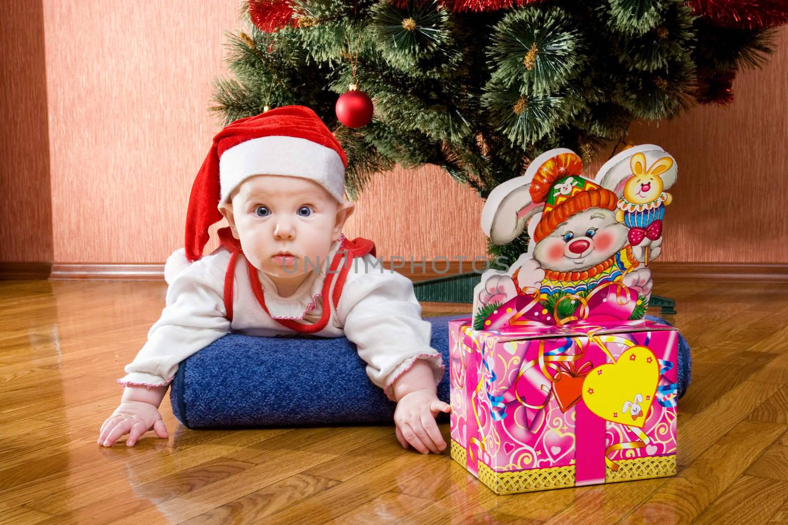 Little baby Santa with gifts by vsurkov