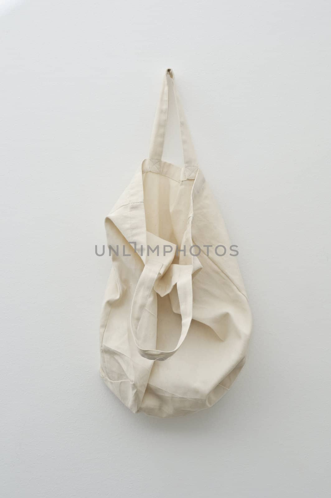 Ecological, reusable, recyclable, white, canvas shooping bag