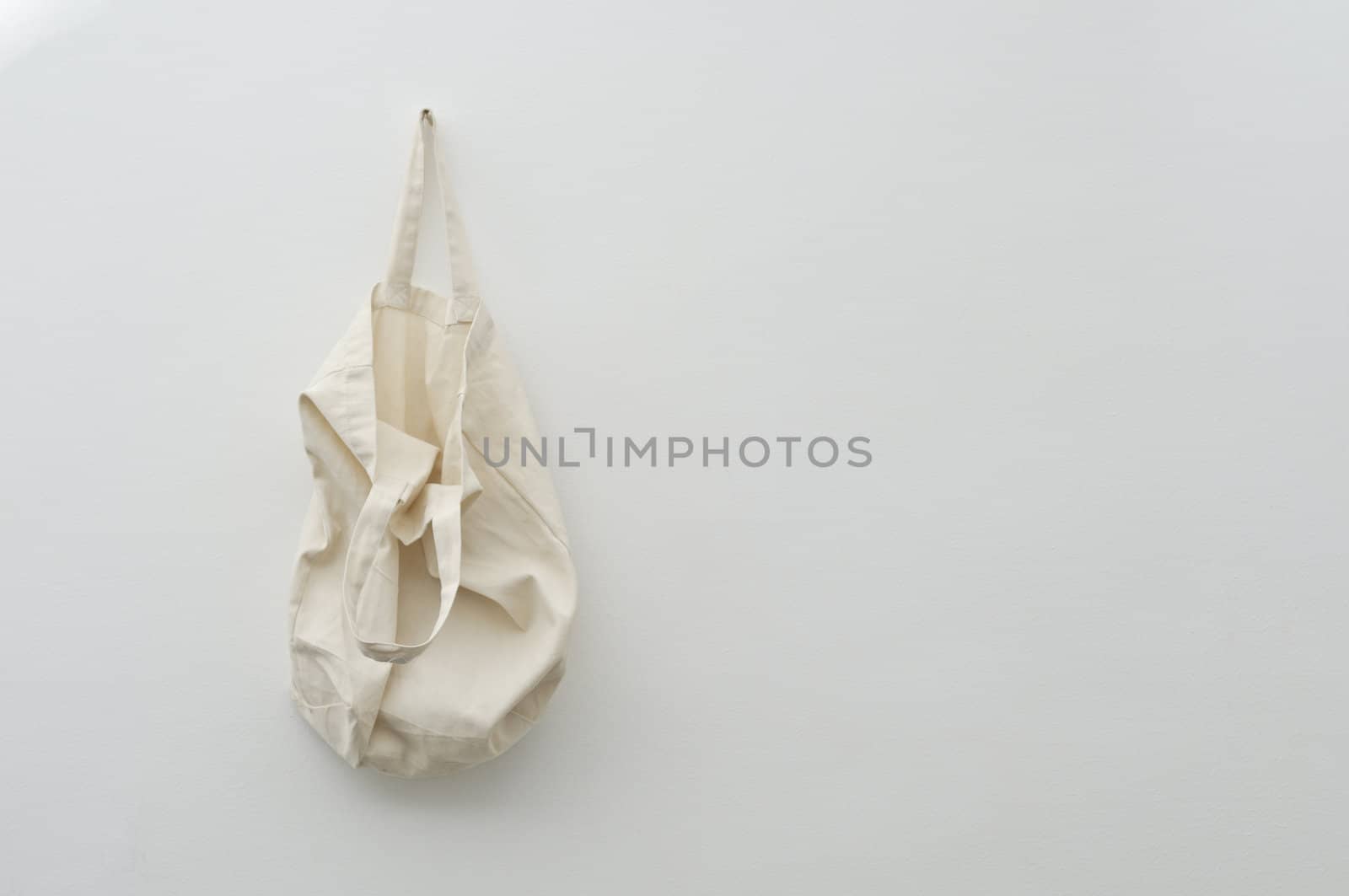 Ecological, reusable, recyclable, white, canvas shooping bag