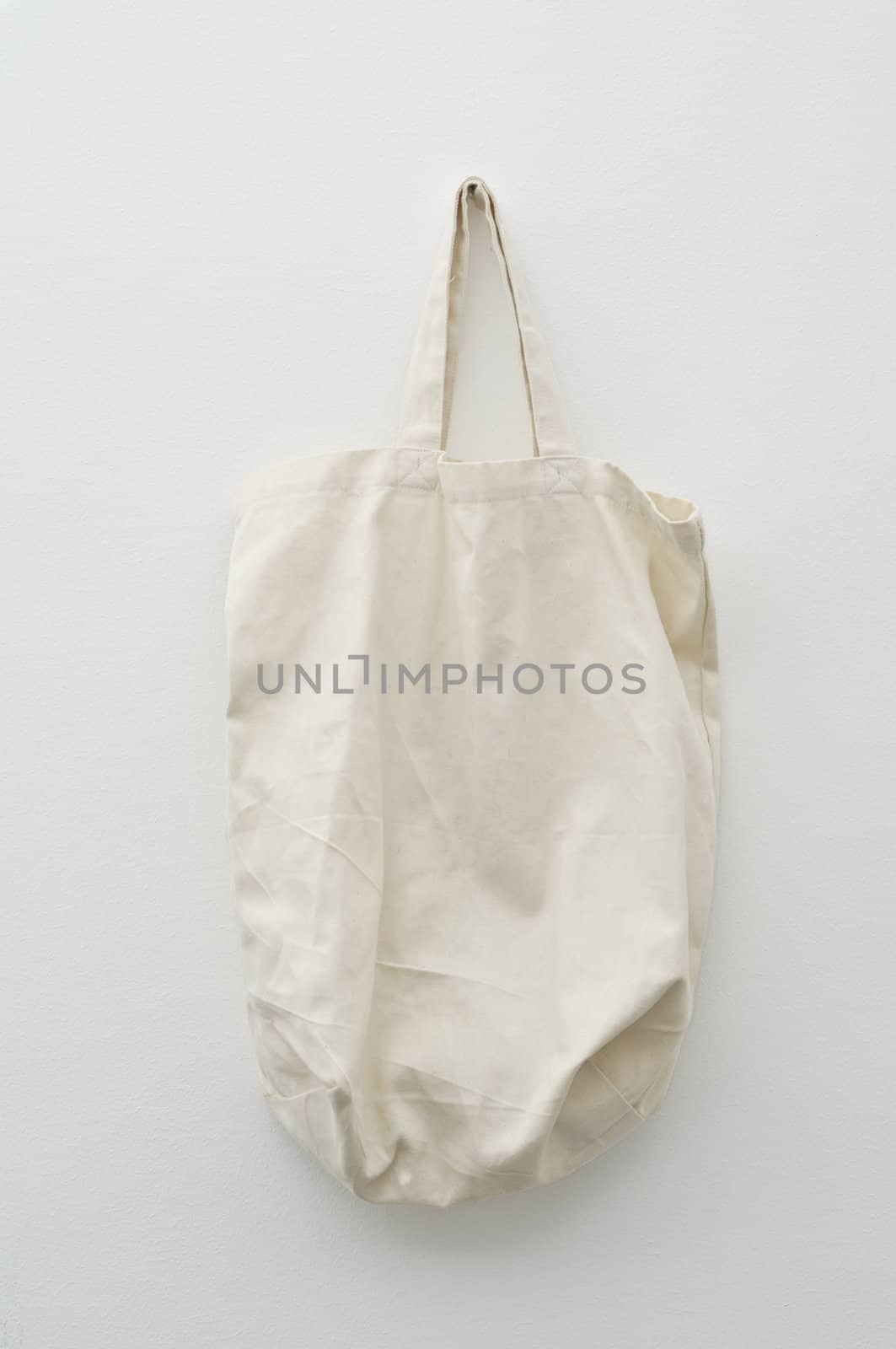 Ecological, reusable, recyclable, white, canvas shooping bag