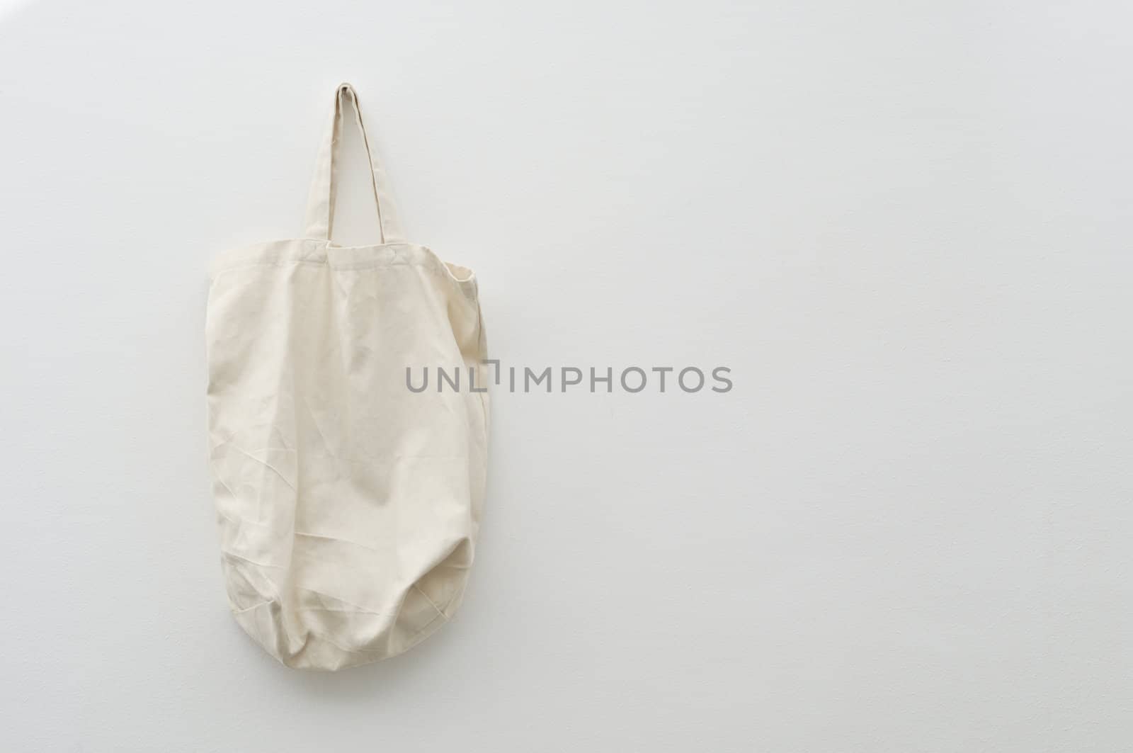Ecological, reusable, recyclable, white, canvas shooping bag