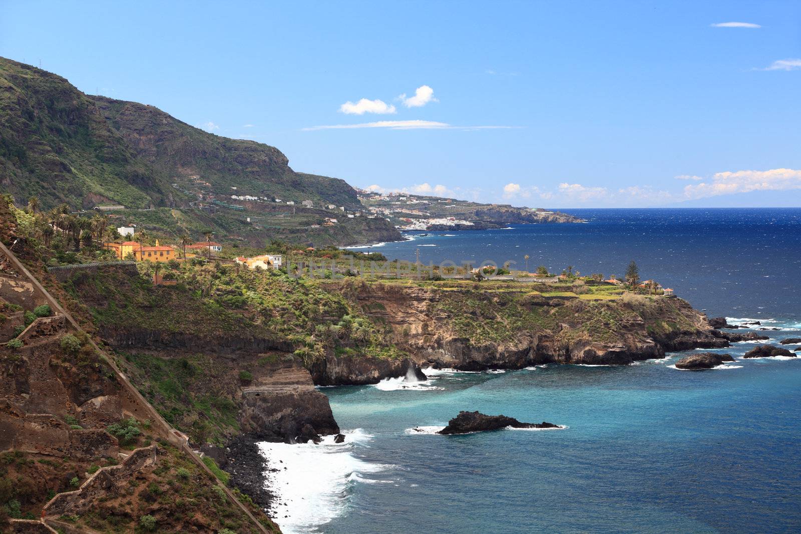 Tenerife - coastline landscape near Puerto de la Cruz in Orotava. Photo from hiking path La Rambla.