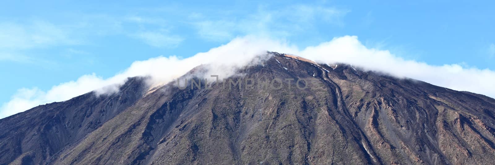 mountain top panorama. Peak of volcano Teide on Tenerife, Canary Islands, Spain.
