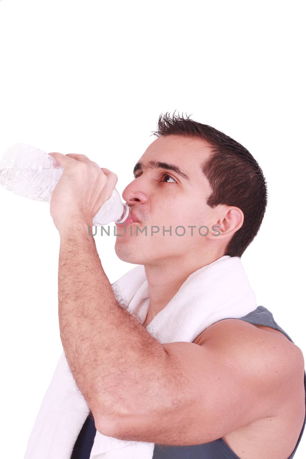 Man drinking water after the gym by dacasdo