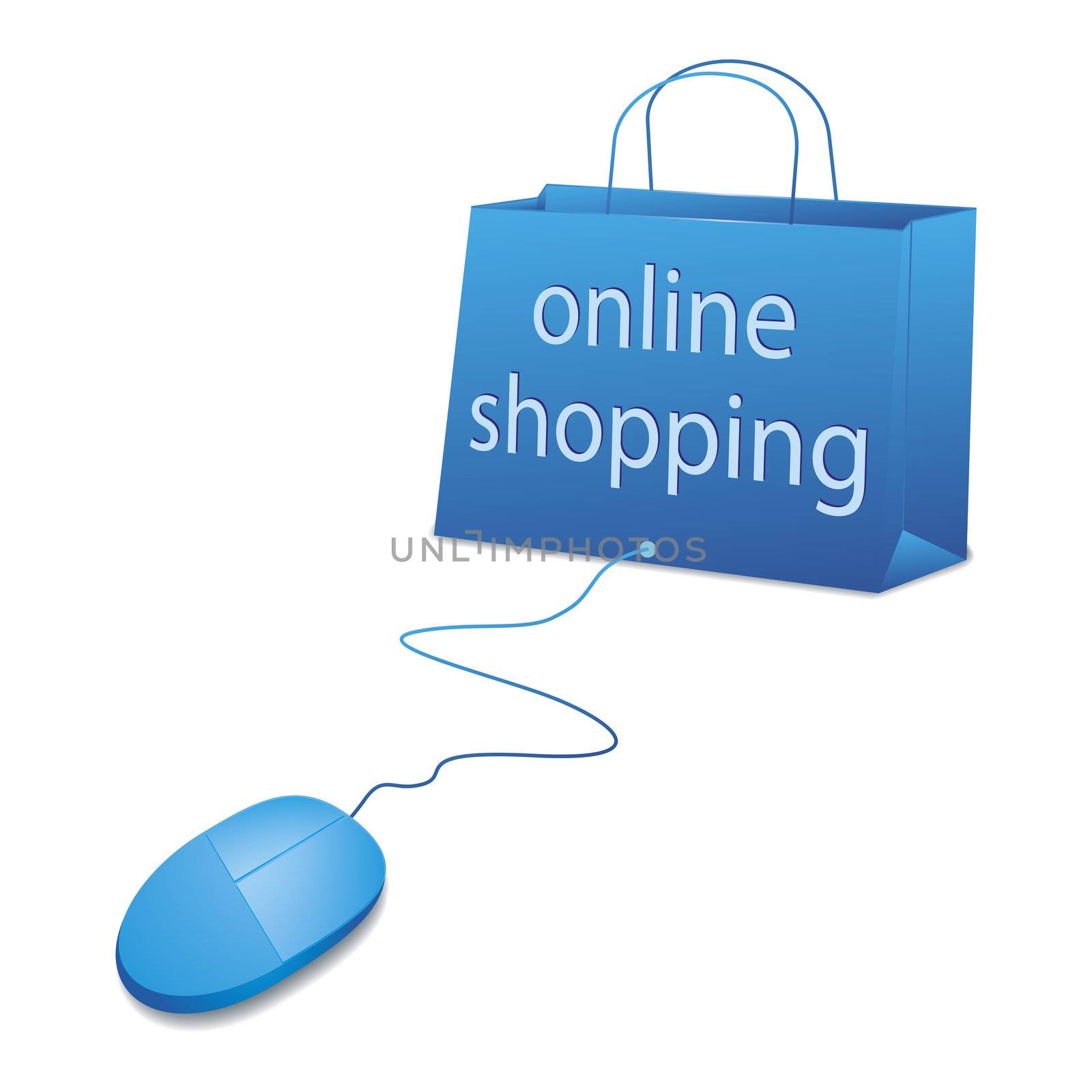 An image of online shopping in blue