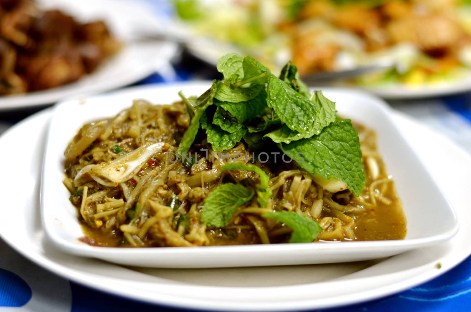 Bamboo shoot salad in Northeastern of Thailand style