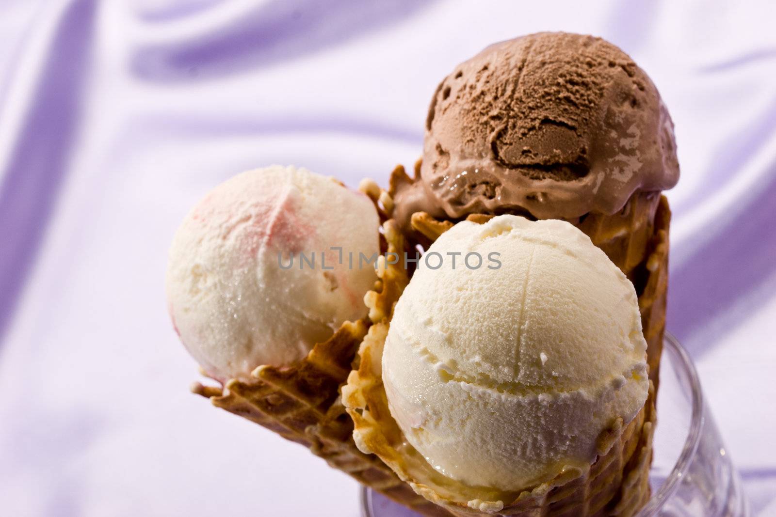 sweet series: assorted ice cream in the horn