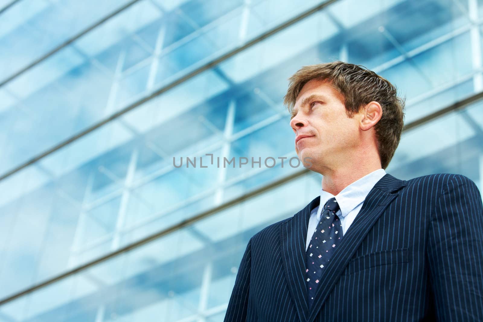 Man outside office building
