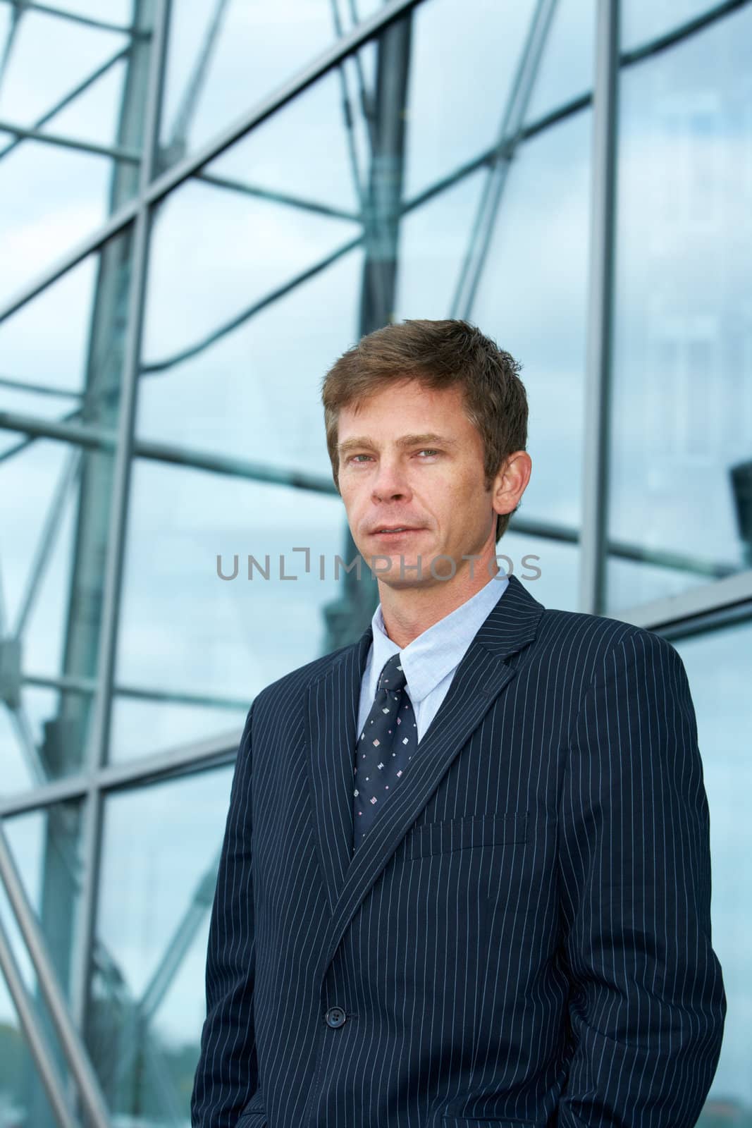 Man standing outside office building