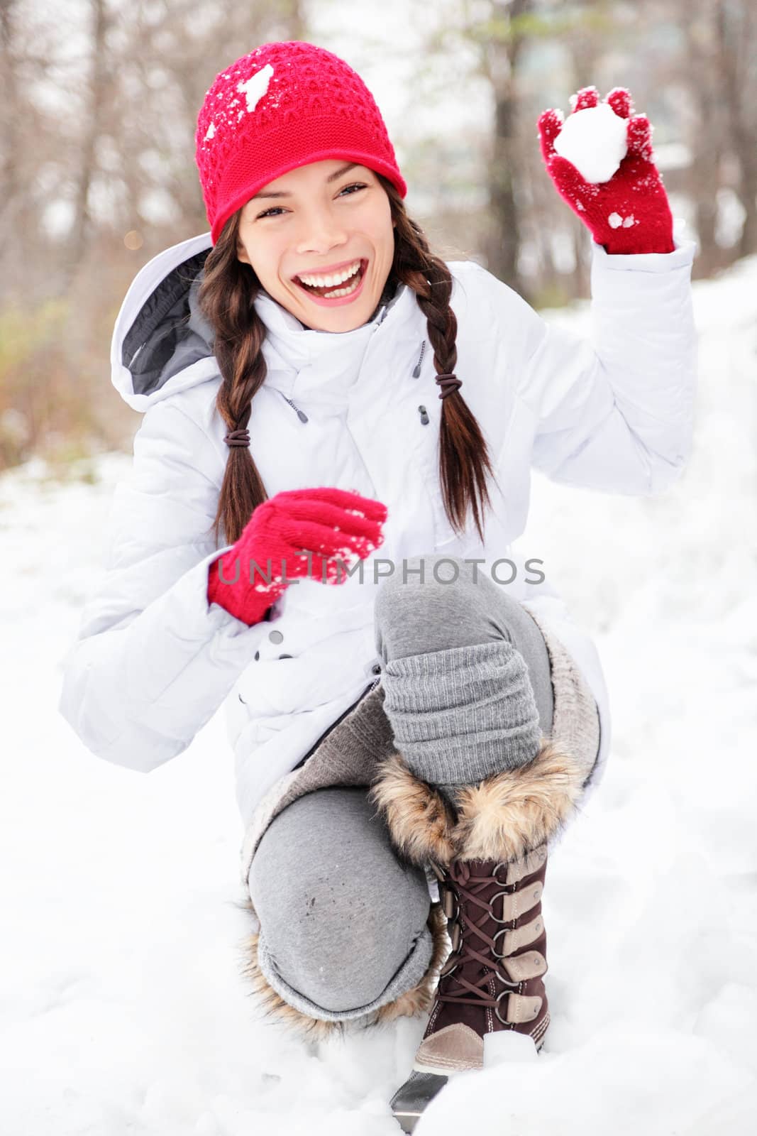 winter woman playing in snow by Maridav