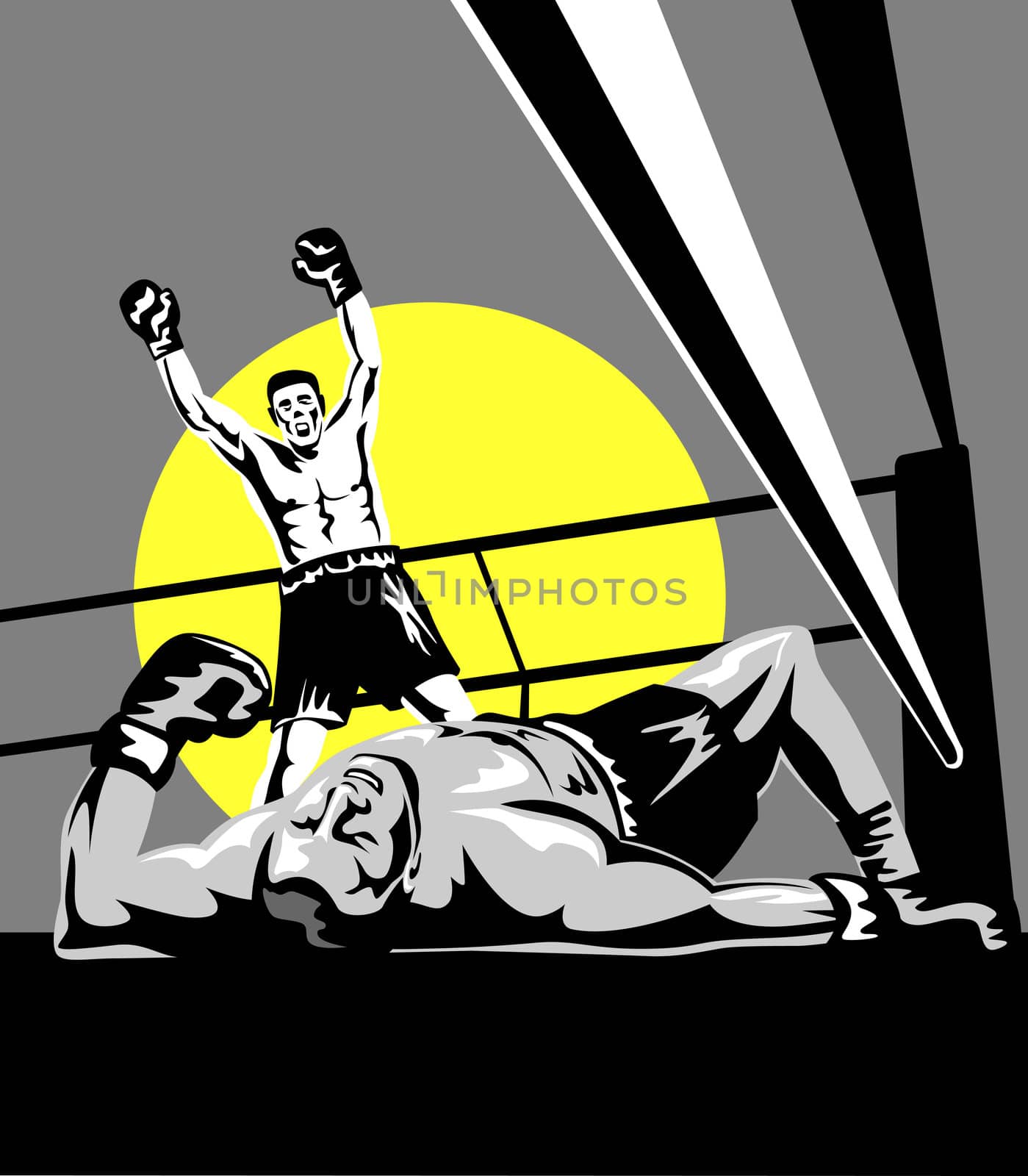 illustration of a boxer knockout on the floor on isolated background